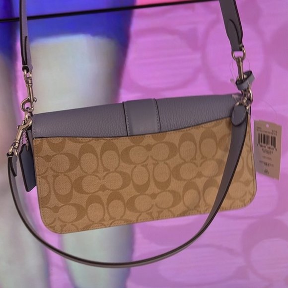 Coach Georgie Shoulder Bag In Signature Canvas Light Khaki / Marble Blue - Picture 8 of 16